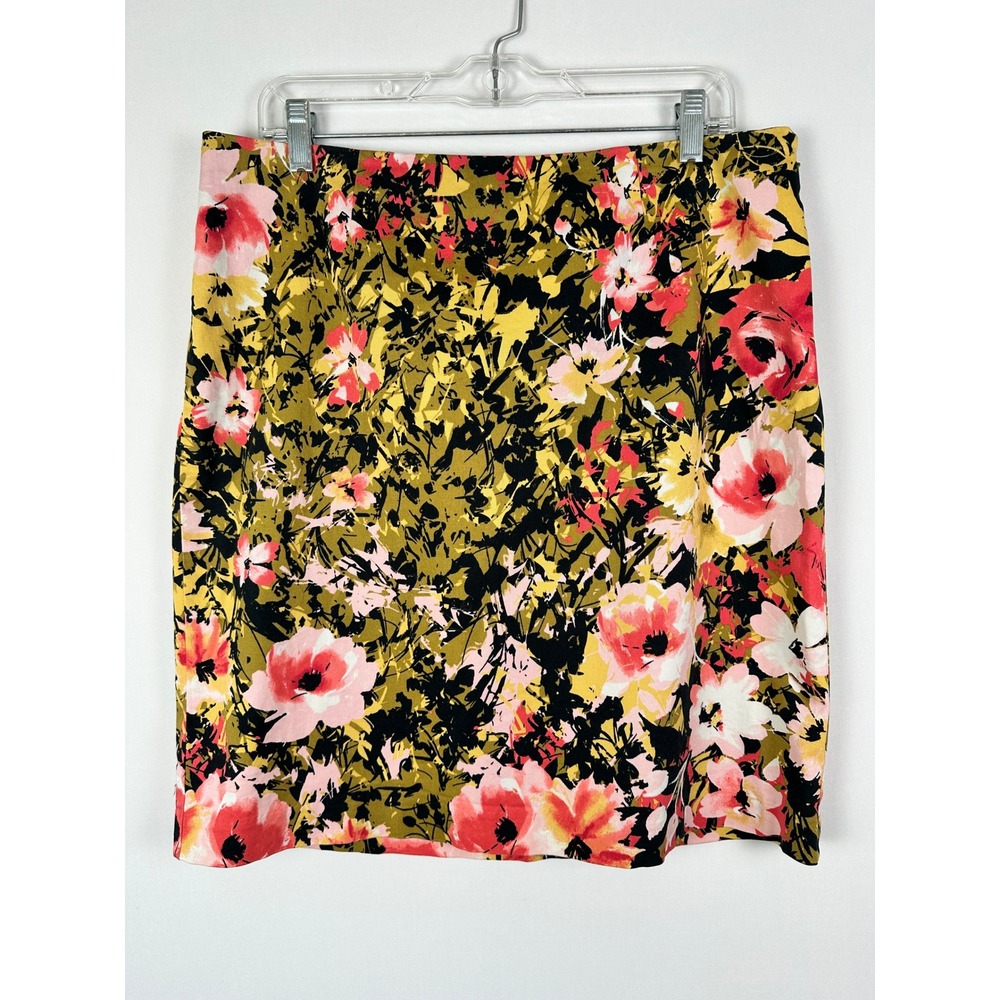 J. Jill Floral Mini Skirt Women 14 Petite Cotton Stretch Vibrant Casual Business